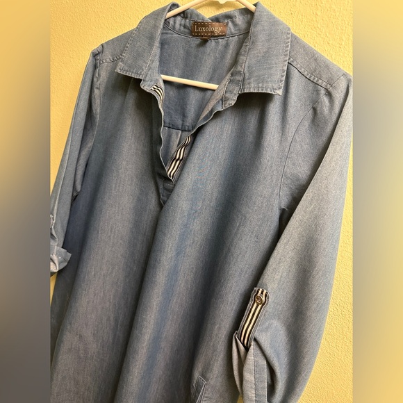 Luxology Denim Tunic Top Size 10 - Picture 2 of 9